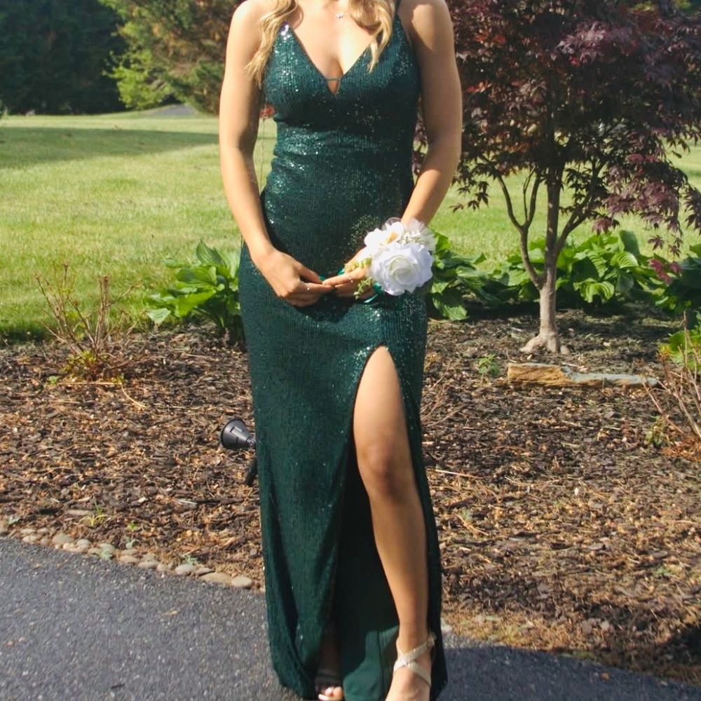 Emerald Green Sequin Prom Dress